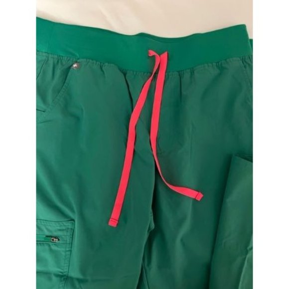 Figs Green Scrub Set with Pink Accents - Picture 3 of 4